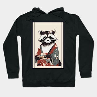 Raccoon with kimono japanese vintage Hoodie